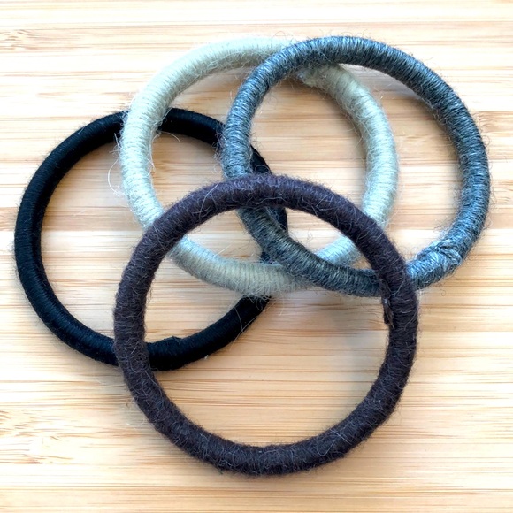 Set of Four Handcrafted Wool-Wrapped Cloisonné Bangles - Picture 1 of 4